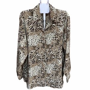 Beverly Rose U.S.A Animal Print Blouse Long Sleeve